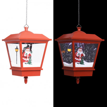 Felinar suspendat cu LED și Moș Crăciun, roșu, 27x27x45 cm - Img 1