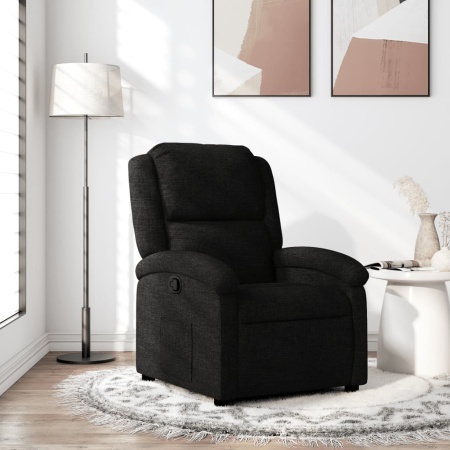 Fotoliu rabatabil, negru, material textil - Img 1