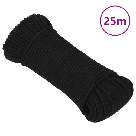Frânghie de lucru, negru, 5 mm, 25 m, poliester
