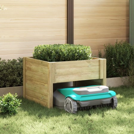 Garaj pentru mașina de tuns iarba robotică cu planter din lemn impregnat de pin
