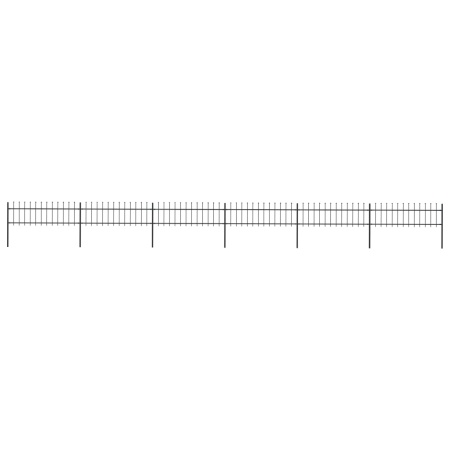 Gard de grădină cu vârf suliță, negru, 10,2 m, oțel