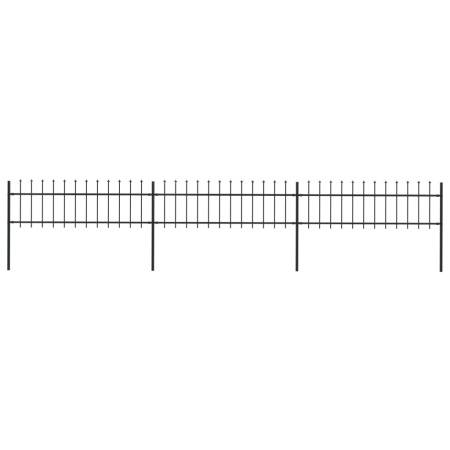 Gard de grădină cu vârf suliță, negru, 5,1 m, oțel