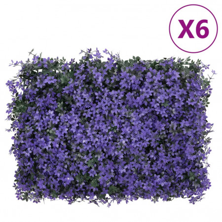 Gard din frunze artificiale, 6 buc., violet, 40x60 cm