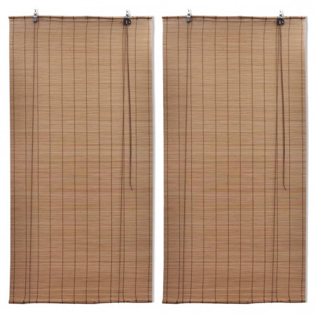 Jaluzele din bambus tip rulou, 2 buc., maro, 100 x 160 cm
