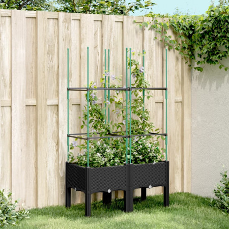 Jardinieră de grădină cu spalier, negru, 80x40x142,5 cm, PP