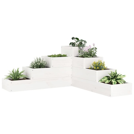 Jardinieră grădină 4 niveluri, alb 80,5x79x36 cm lemn masiv pin