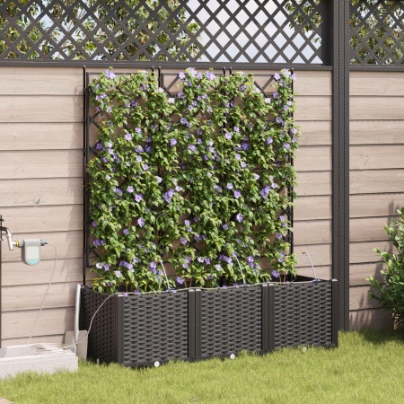 Jardiniere pentru grădină cu sistem de irigație 3 pcs Negru