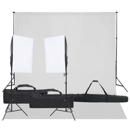 Kit studio foto cu set de lumină și fundal