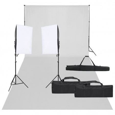 Kit studio foto cu set de lumină și fundal - Img 1