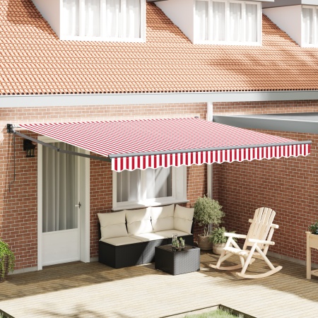 Marcheta Retractabilă Automată cu Dungi Roșii și Albe 400x300 cm