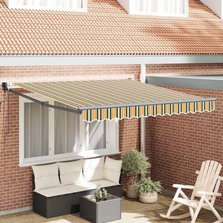 Marchiză automată retractabilă Verde și Galben 300x250 cm, Material pentru înlocuirea marchizei pentru cadru de 3x2.5 m Verde și Galben