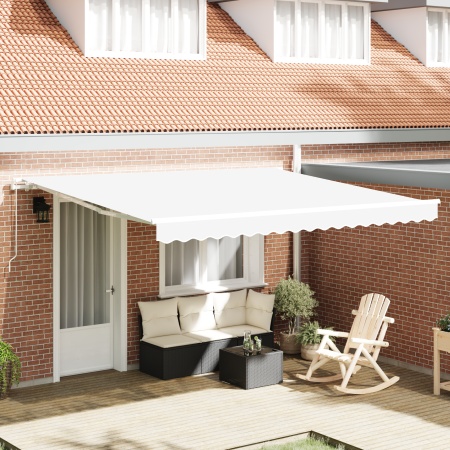 Marchiză retractabilă manuală Alb 400x300 cm, țesătură de schimb pentru marchiză 4x3 m Alb