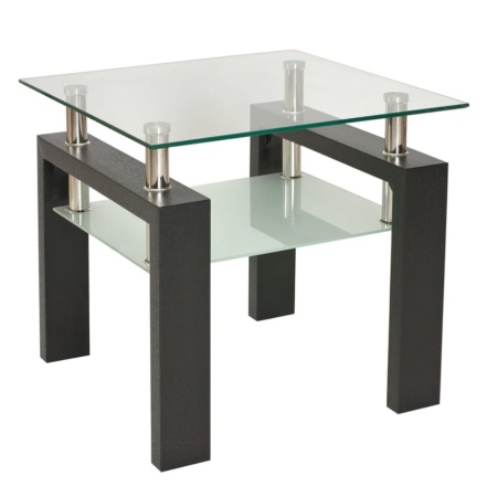 Masa Cafea MC-05, 60x60x51 cm, Sticla Securizata, MDF, Wenge
