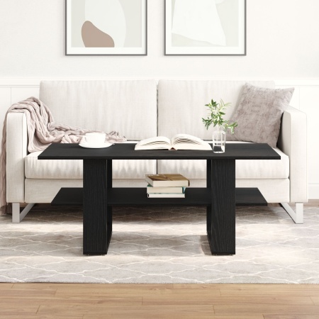 Masă de cafea Negru Stejar 102x55x42 cm Lemn prelucrat