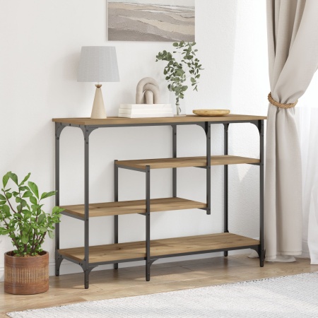 Masă de Consolă Artisan Stejar 100x35x75 cm Lemn Stratificat & Oțel