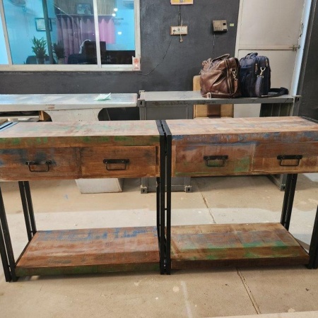 Masă de consolă cu sertare 160x33x75 cm din lemn recuperat solid