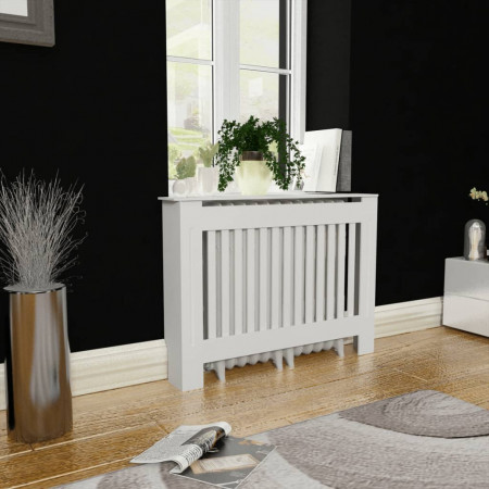 Mască de calorifer încălzire, dulap radiator, alb, 112 cm, MDF - Img 1