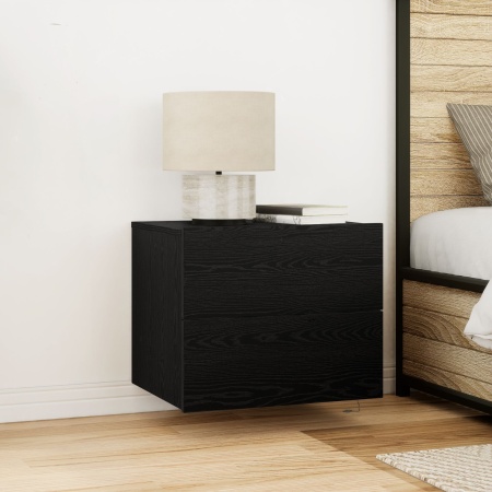 Noptieră cu LED Montată pe Perete Stejar Negru 50x39x41 cm