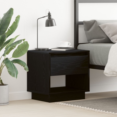 Noptieră Negru Stejar 45x34x48 cm Lemn prelucrat