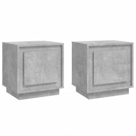 Noptiere, 2 buc., gri beton, 44x35x45 cm, lemn prelucrat