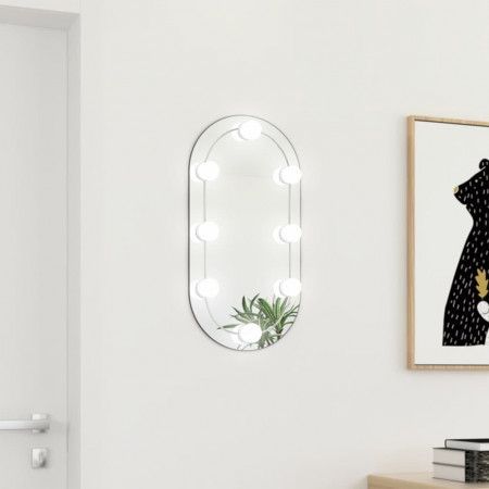 Oglindă cu lumini LED, 60x30 cm, sticlă, oval
