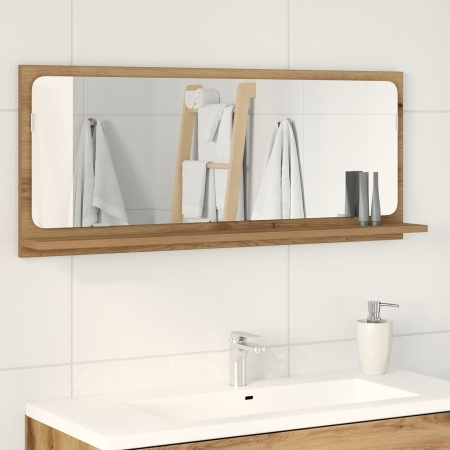 Oglindă de baie Artisian Oak 90x10,5x37 cm, din lemn lucrat
