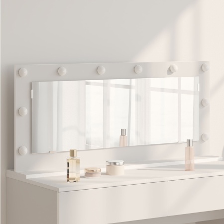 Oglindă de toaletă cu lumini LED Alb 100x45x18 cm