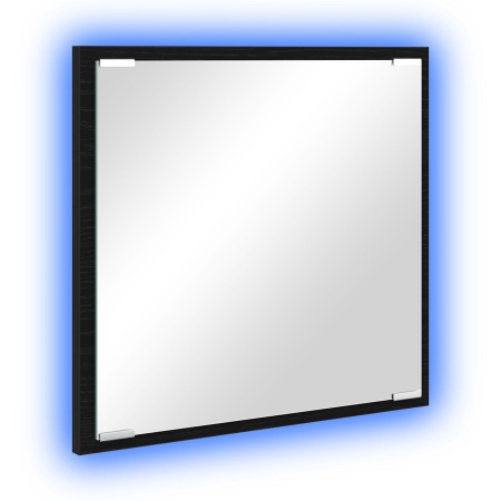 Oglindă LED pentru baie Stejar negru 40x8.5x37 cm Lemn prelucrat