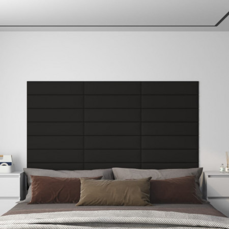 Panouri de perete 12 buc. negru 60x15 cm textil 1,08 m² - Img 1