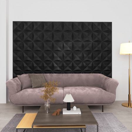 Panouri de perete 3D 12 buc. negru 50x50 cm model origami 3 m²