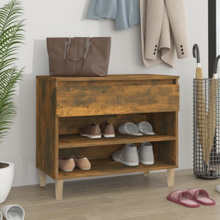 Pantofar, stejar fumuriu, 70x36x60 cm, lemn prelucrat
