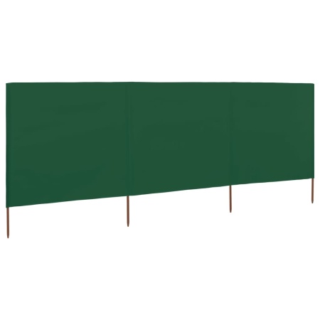 Paravan anti-vânt cu 3 panouri, verde, 400x120 cm, textil