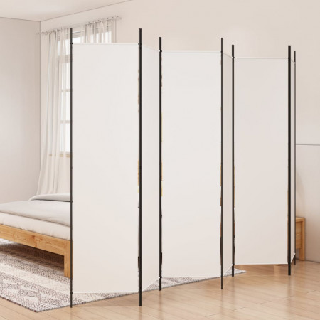 Paravan de cameră cu 6 panouri, alb, 300x200 cm, textil - Img 1