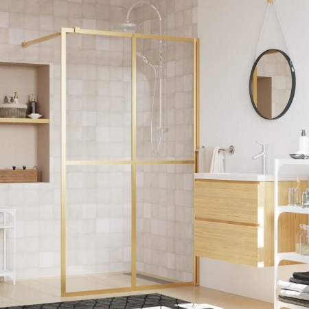 Paravan de duș walk-in, auriu 140x195cm sticlă ESG transparentă