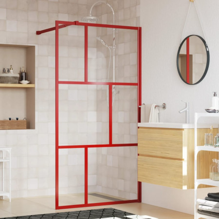 Paravan de duș walk-in roșu 115x195 cm sticlă ESG transparentă - Img 1