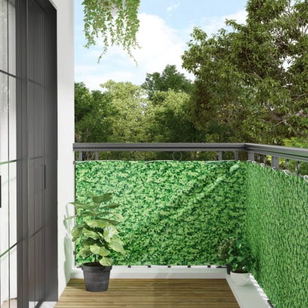Paravan de grădină cu aspect de plantă, verde, 400x90 cm, PVC