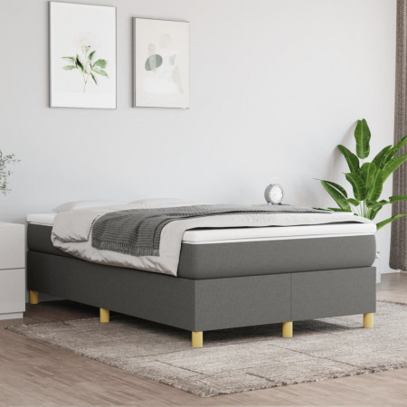 Pat box spring cu saltea, gri închis, 120x200 cm, textil
