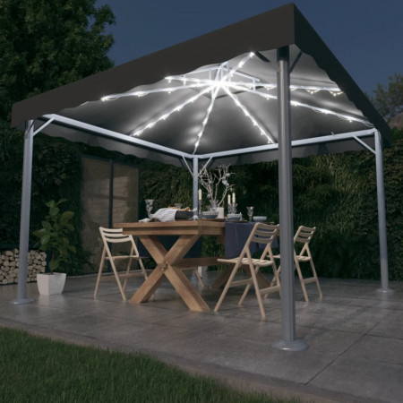 Pavilion cu șiruri de lumini LED, antracit, 300x300cm aluminiu - Img 1
