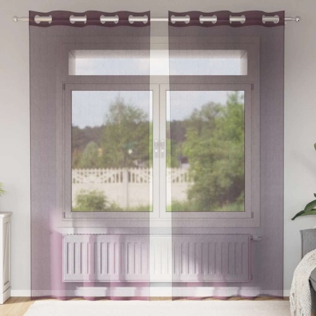 Perdele Voile cu Oeli 2 buc Violet 140x245 cm