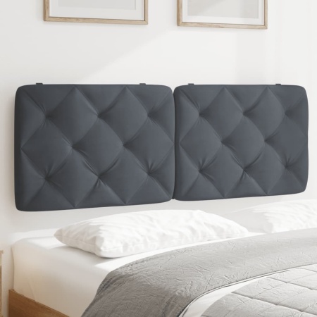 Pernă tăblie de pat, gri închis, 120 cm, catifea