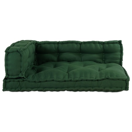 Perne pentru canapea pe palet cu suport pentru brațe și spate, material verde