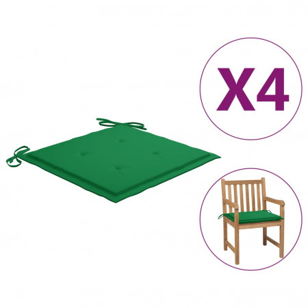 Perne scaun de grădină, 4 buc., verde, 50x50x4 cm, textil