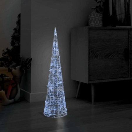 Piramidă decorativă acrilică con lumină LED alb rece 90 cm