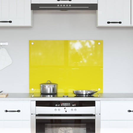 Placă backsplash pentru bucătărie galben 70x50x0,6 cm din sticlă securizată
