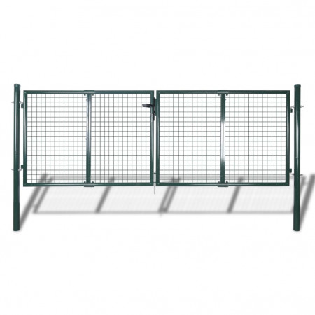 Poartă de gard din oțel, verde, 306 x 150 cm
