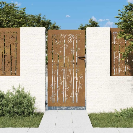 Poartă pentru grădină, 85x200 cm, oțel corten, model bambus