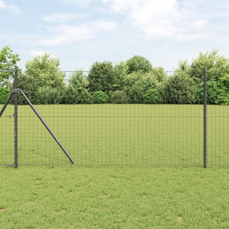 Posturi de gard 52 buc Gri Ø32 mm 190 cm Oțel galvanizat