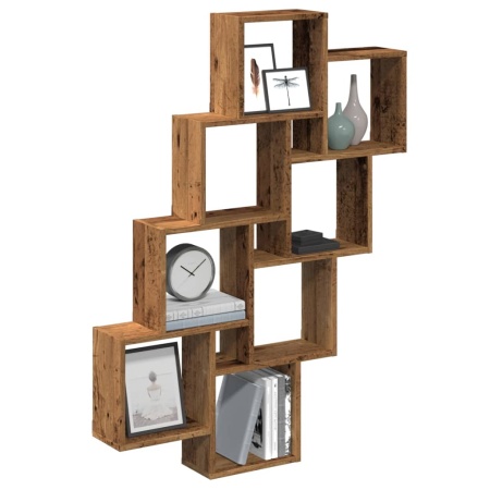 Raft de perete cub, lemn vechi, 90x15x119,5 cm, lemn prelucrat