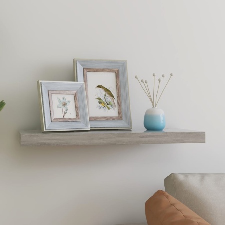 Raft de perete suspendat, gri beton, 60x23,5x3,8 cm, MDF