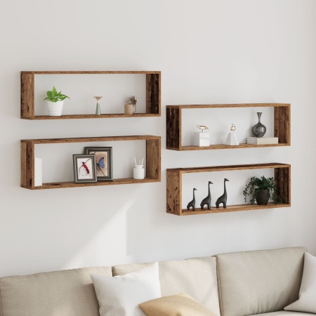 Rafturi 4 buc Lemn Vechi 80x15x26 cm Lemn Prelucrat
